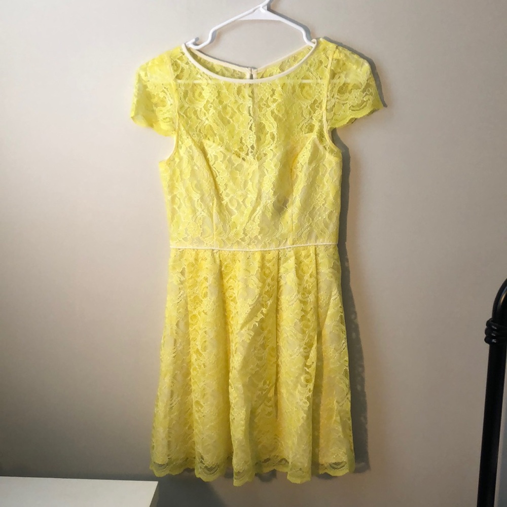 ABS Allen Schwartz Yellow Lace Dress